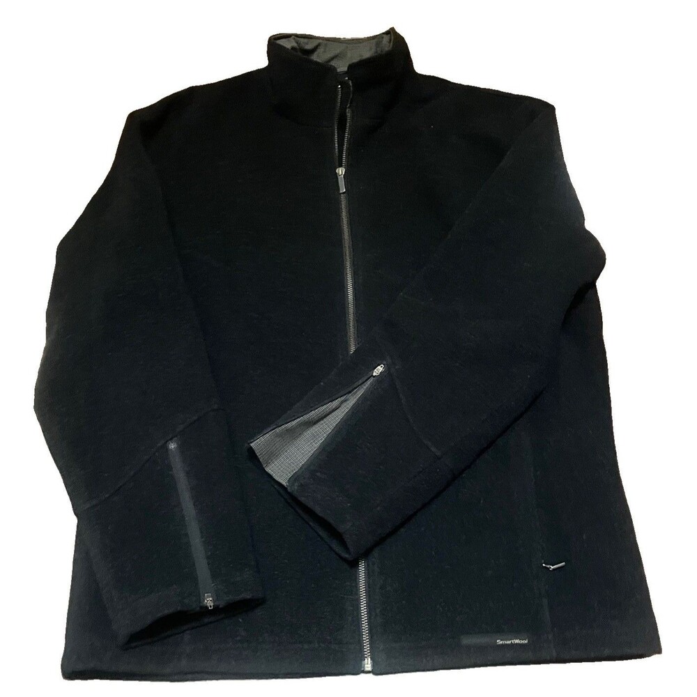 Smartwool Men’s Wool Jacket Size L Full Zip Black Outdoor Minimalist Hiking Gorp